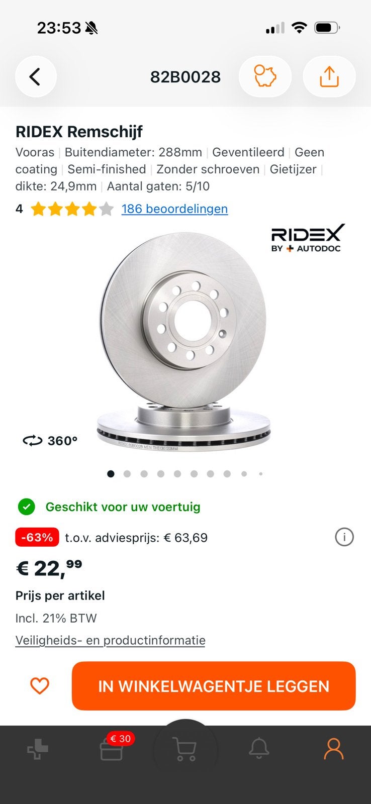Nieuwe RIDEX remschijven, Auto-onderdelen, Ophalen