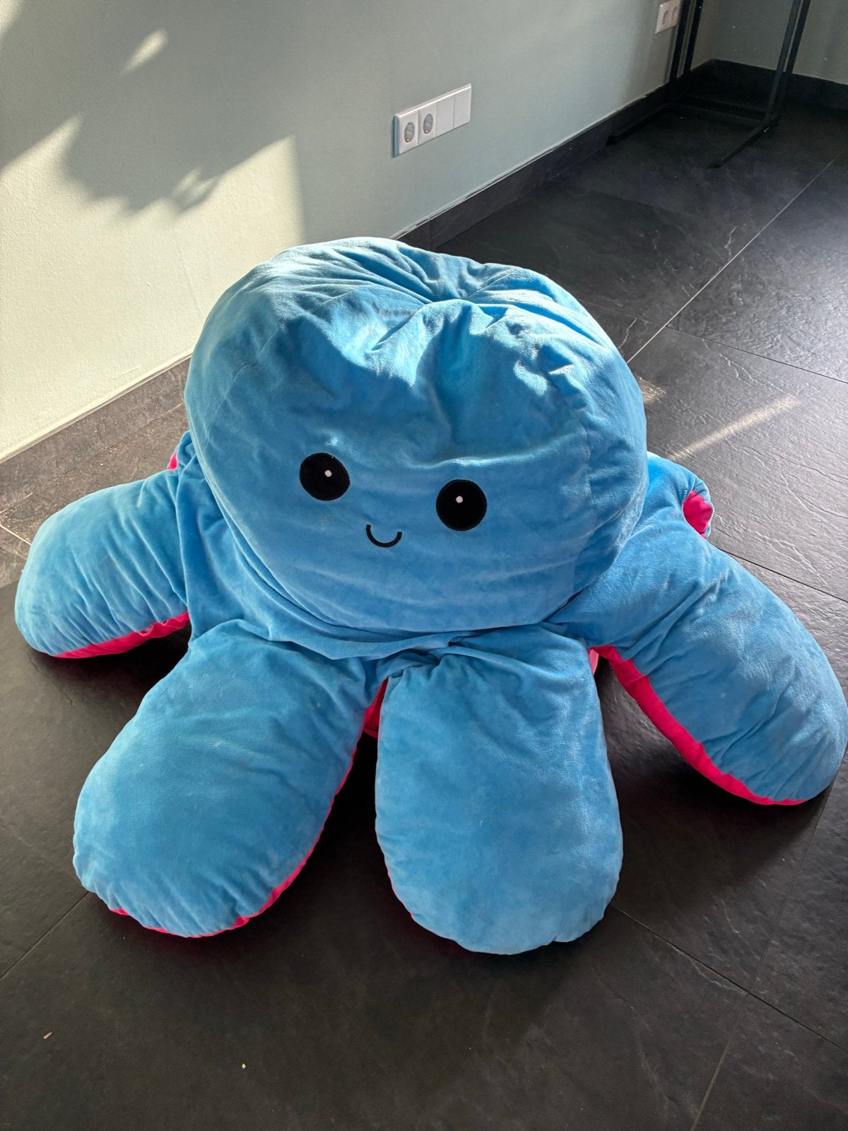 Grote omkeerbare octopus knuffel - blauw/roze, Ophalen, Overige merken, Overige karakters, Overige typen