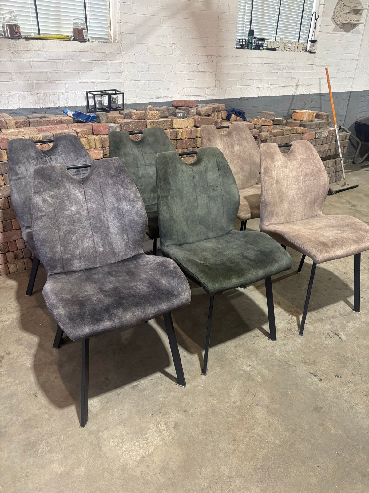 6 goede eetkamerstoelen - kunnen nog een ronde mee, Ophalen, Gebruikt, Overige kleuren, Stof