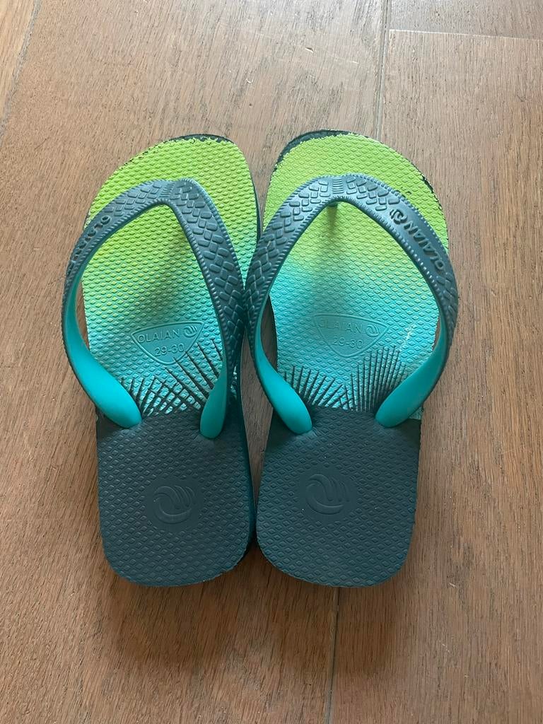 Olaian groen blauwe teenslippers maat 29-30, Ophalen of Verzenden, Gebruikt, Jongen of Meisje, Zwemschoenen