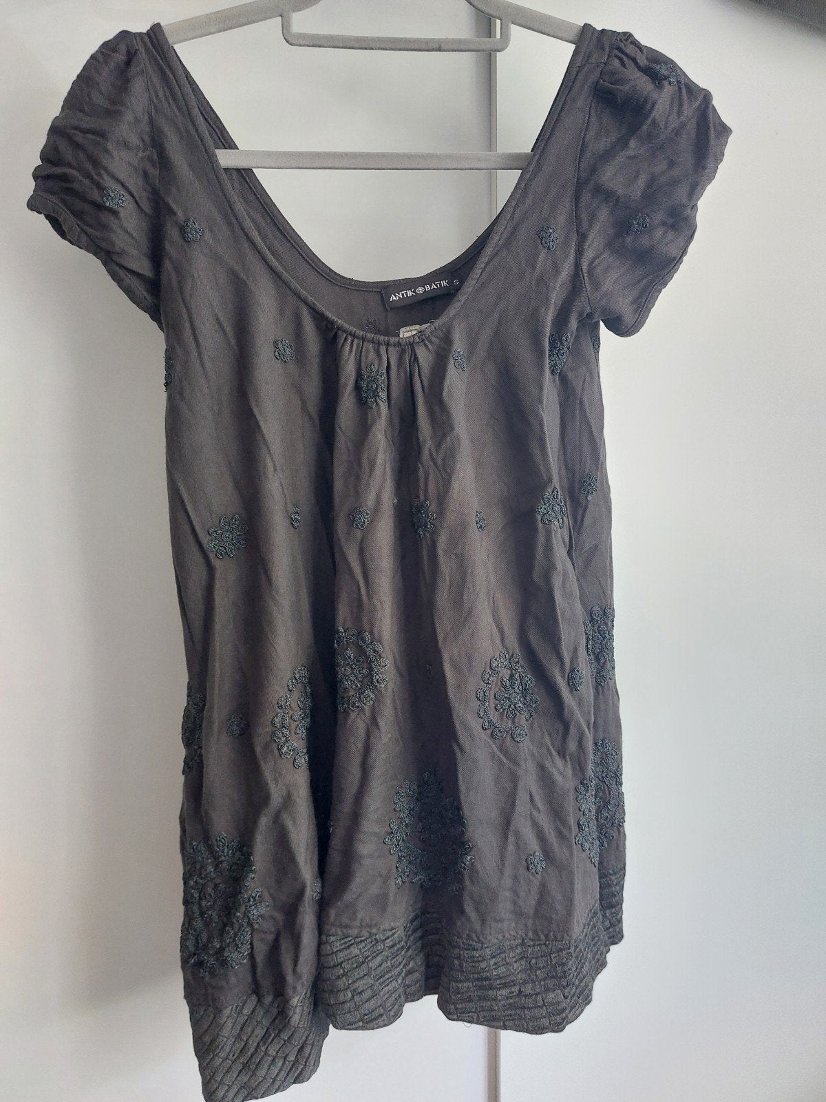 Antik Batik shirt/tuniek maat S, donkergrijs, Ophalen of Verzenden, Korte mouw, Maat 36 (S), Grijs