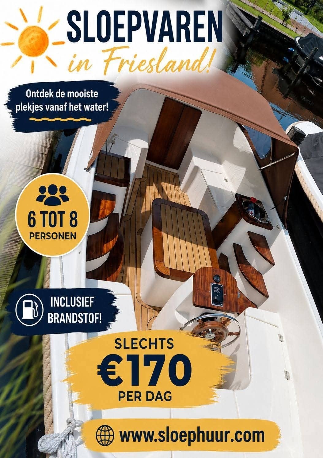 Sloepvaren in Friesland! Inclusief brandstof!
