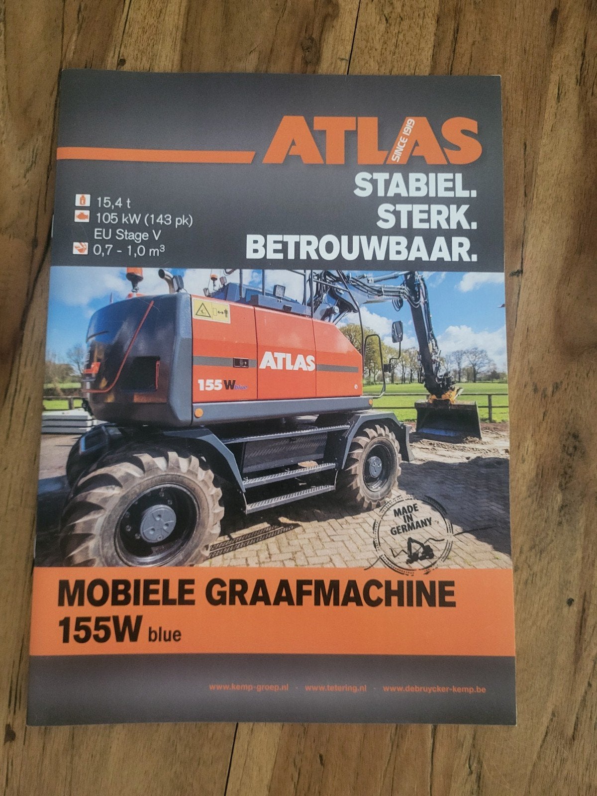 folder ATLAS 155w blue m mobiele graafmachine, Boeken, Ophalen of Verzenden, Zo goed als nieuw