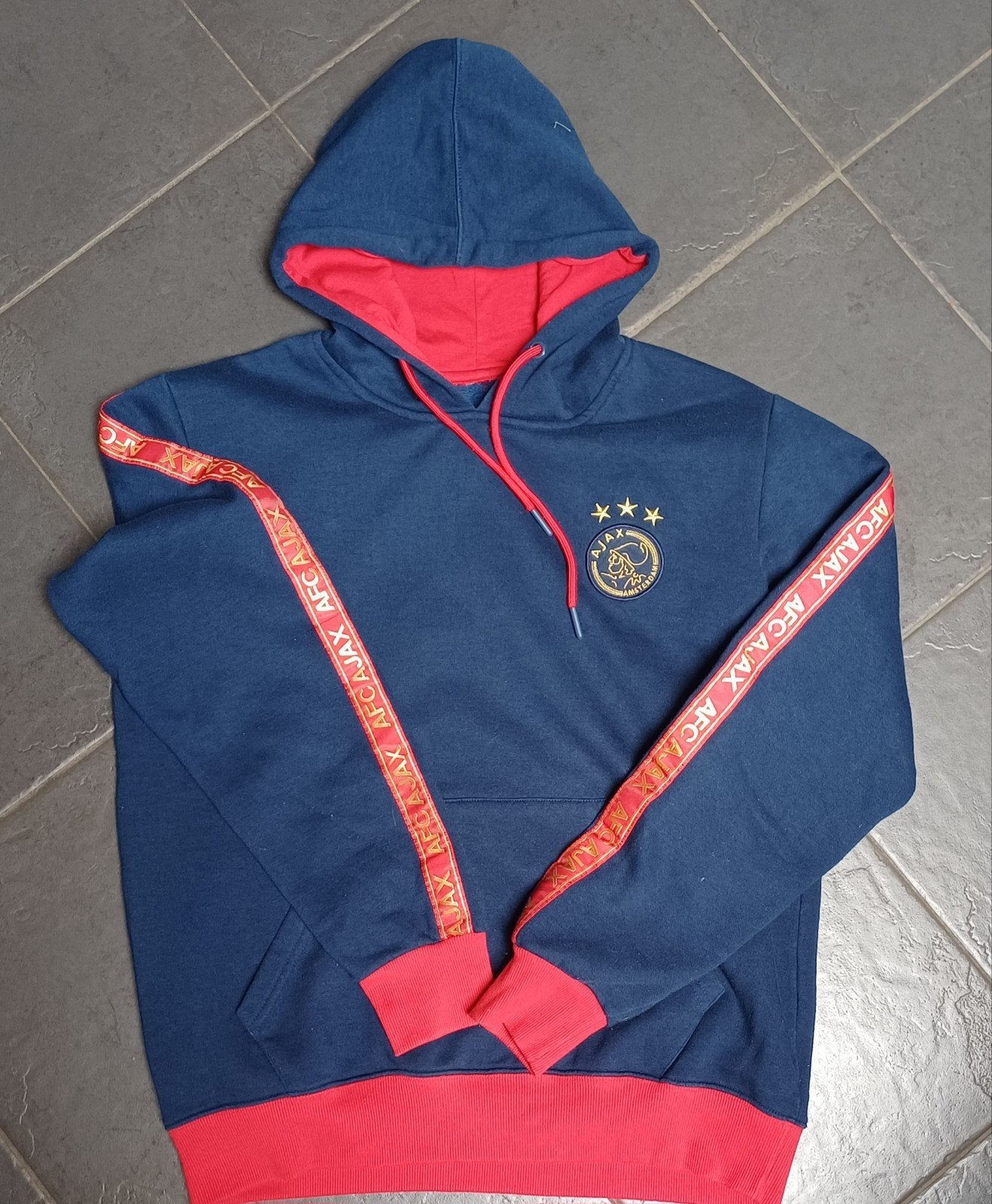 Ajax Hoodie Maat L Unisex - Blauw/Rood met logo, Ophalen of Verzenden, Zo goed als nieuw, Blauw, Ajax