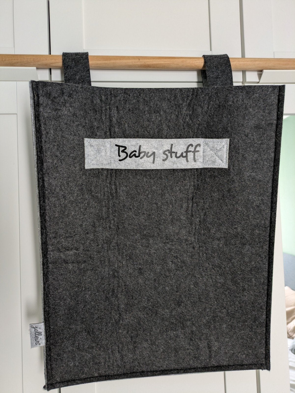Jollein Opbergzak 'Baby Stuff' - Grijs Vilt, Ophalen of Verzenden, Zo goed als nieuw