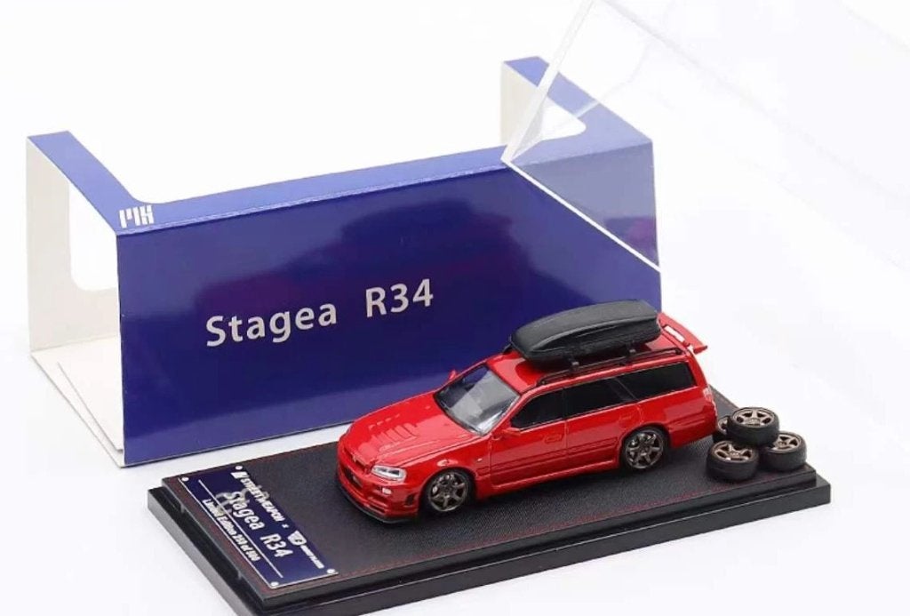rode Nissan Skyline R34 Stagea van Street Weapon 1/64 #158, Ophalen of Verzenden, Nieuw, Auto