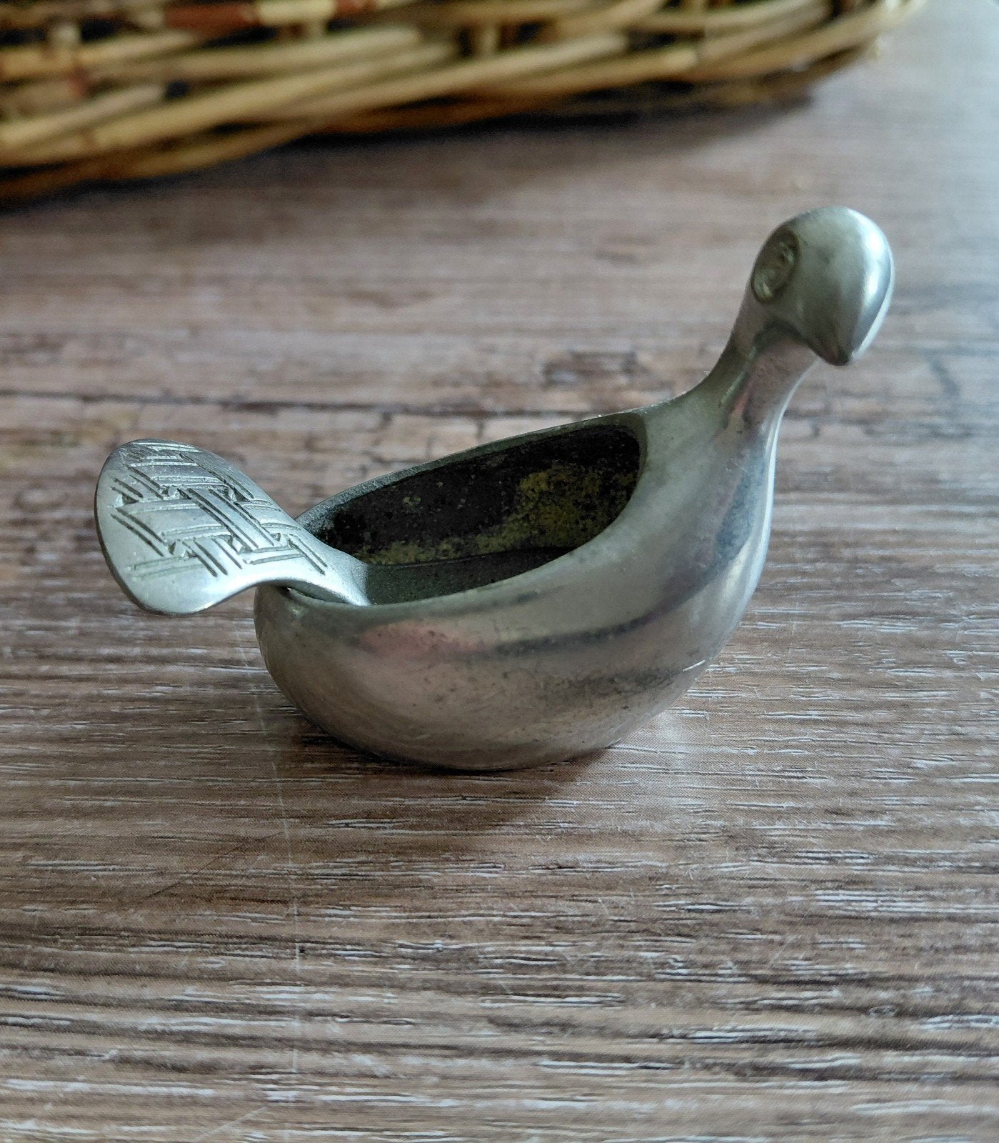 Originele Lars Pirak Tinnen 'Saltripa' Zoutvat + Lepeltje, Antiek en Kunst, Antiek | Tin, Ophalen of Verzenden
