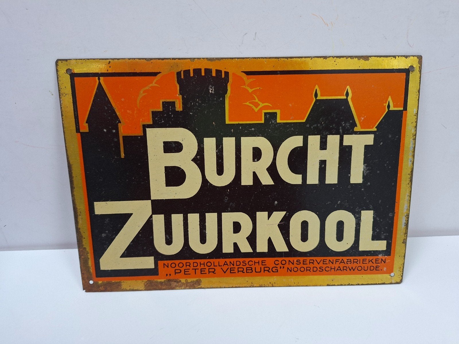 Originele oude reclame plaat burcht zuurkool, Verzamelen, Ophalen of Verzenden, Zo goed als nieuw