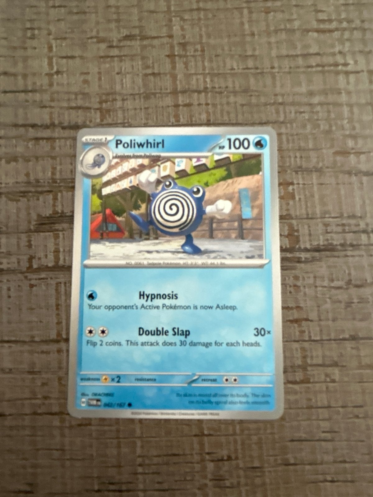 Poliwhirl Pokémon Kaart 042/167, Hobby en Vrije tijd, Ophalen of Verzenden, Zo goed als nieuw, Losse kaart