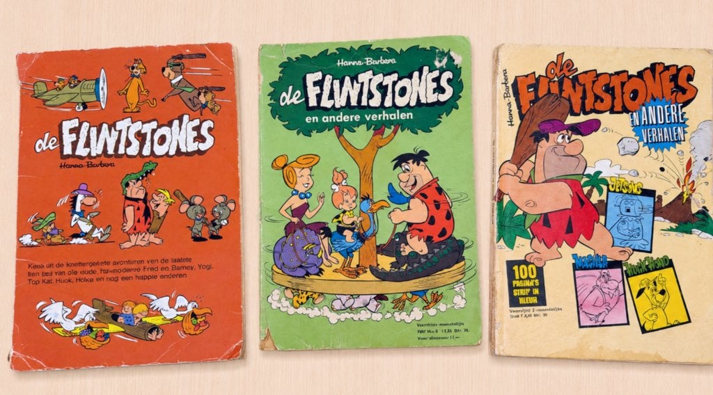 Leuke set van 3 vintage Flintstones  stripboeken jaren 60/70, Meerdere stripboeken, Ophalen of Verzenden, Gelezen