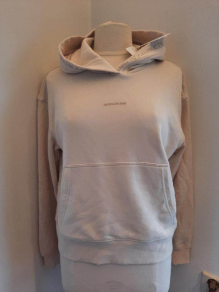 CALVIN KLEIN Jeans capuchon trui beige maat M - nieuw -, Maat 38/40 (M), Beige, Nieuw, Ophalen of Verzenden
