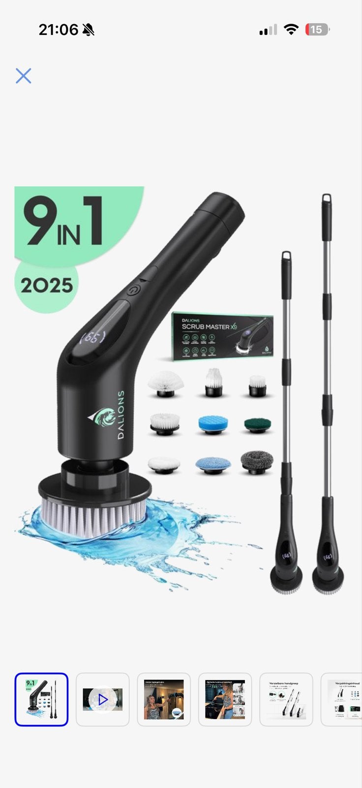 Dalions Elektrische Schoonmaakborstel - 9-in-1 Schrobber, Ophalen of Verzenden, Bezem of Borstel