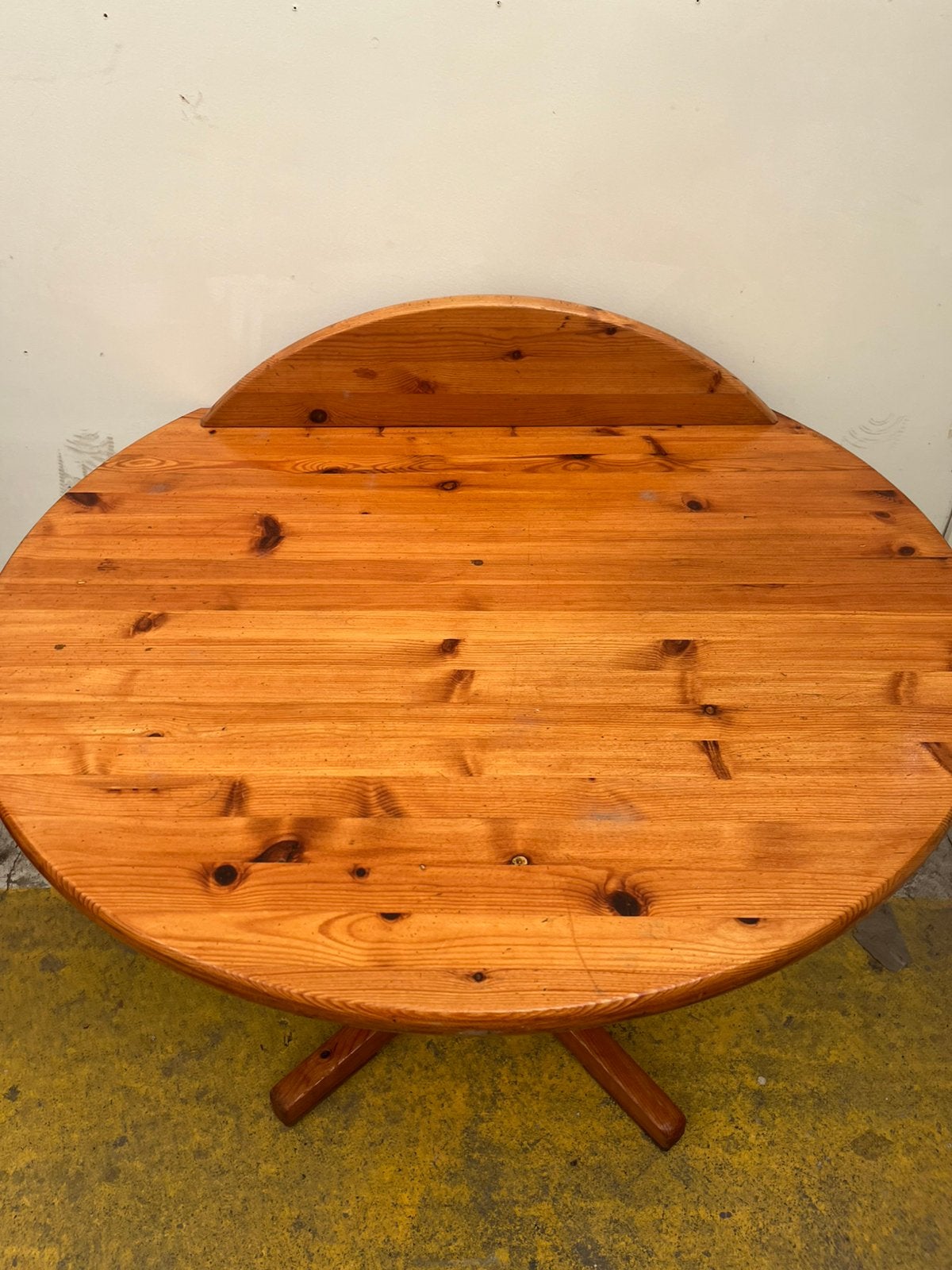 Grenen eettafel ‘rond’ jaren 70-80 gebroken vintage retro 95, Gebruikt, 50 tot 100 cm, Midcentury vintage retro grenen rond, Rond