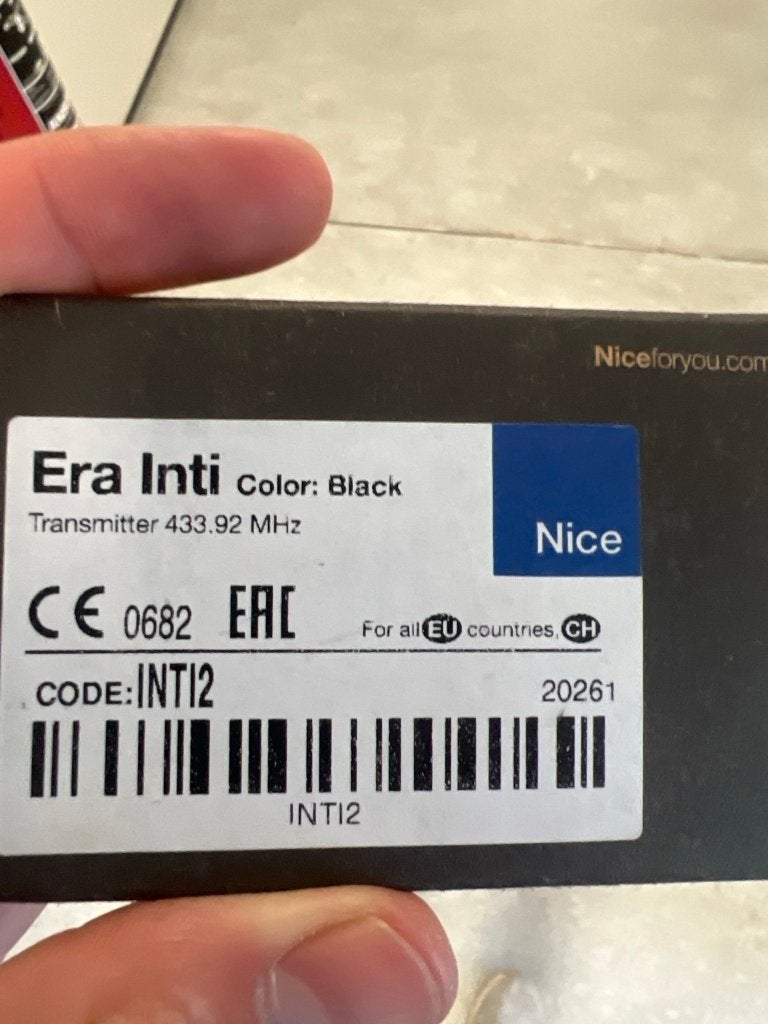 Nice Era Inti2 afstandsbediening 433.42Mhz, Doe-het-zelf en Verbouw, Rolluiken, Nieuw, Minder dan 100 cm, Minder dan 100 cm, Wit