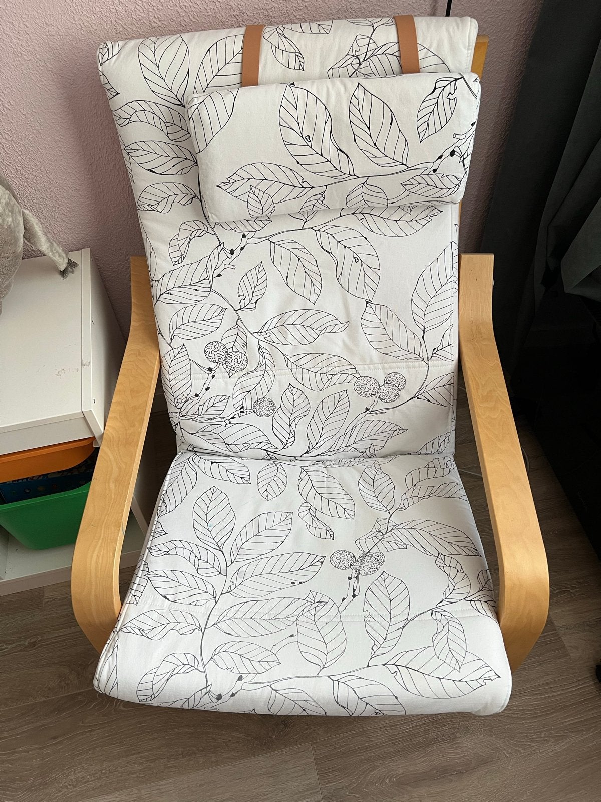 Comfortabele schommelstoel met bladprint, Ophalen, Gebruikt, 100 tot 125 cm, 50 tot 75 cm