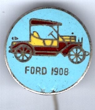 Ford 1908 blauw email op zilverkl oldtimer speldje( D_118), Ophalen of Verzenden, Zo goed als nieuw, Transport, Speldje of Pin
