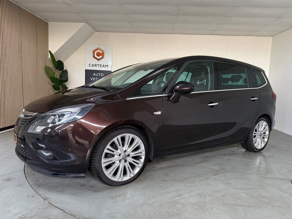 Opel Zafira Tourer 1.4 Cosmo 7p. Airco, Lederen bekleding, L, Auto's, Opel, Euro 5, 4 cilinders, Bruin, 7 stoelen