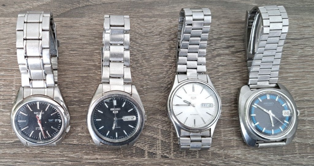 Seiko - set van 4 herenhorloges, Gebruikt, Staal, Polshorloge, Ophalen of Verzenden