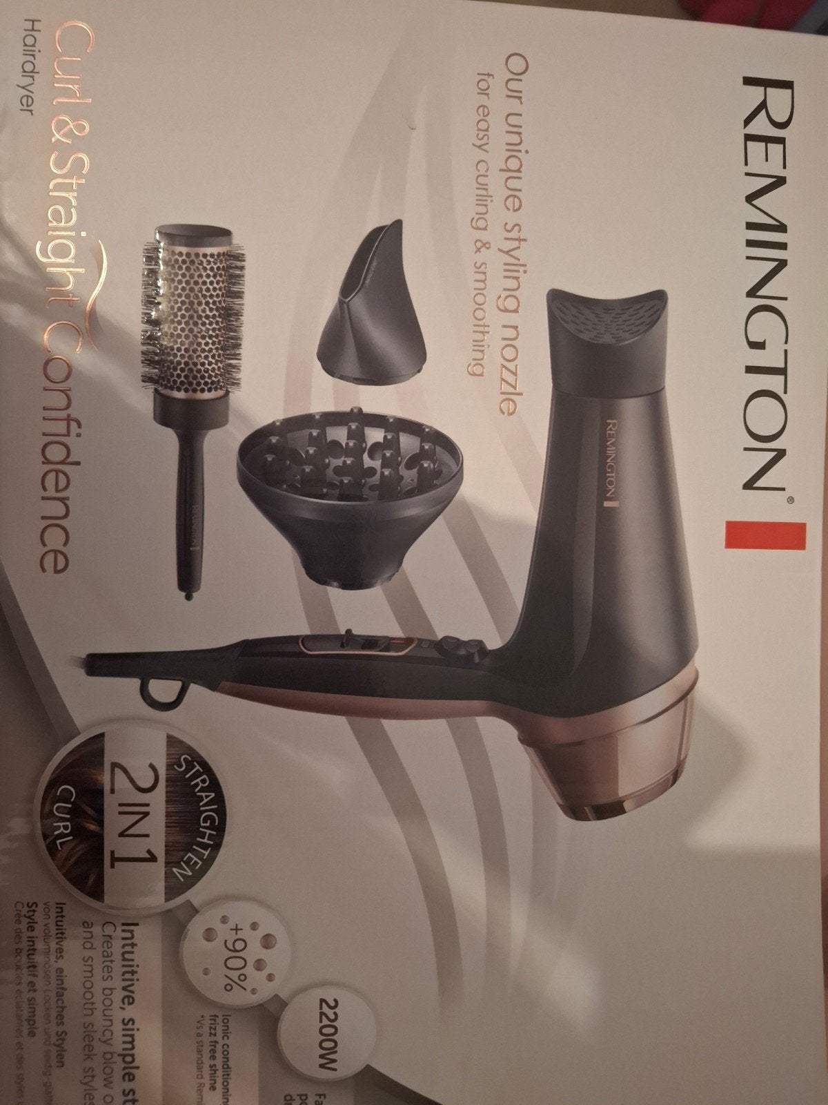 Remington Föhn Curl & Straight Confidence (zonder borstel), Ophalen of Verzenden, Zo goed als nieuw, Haarverzorging