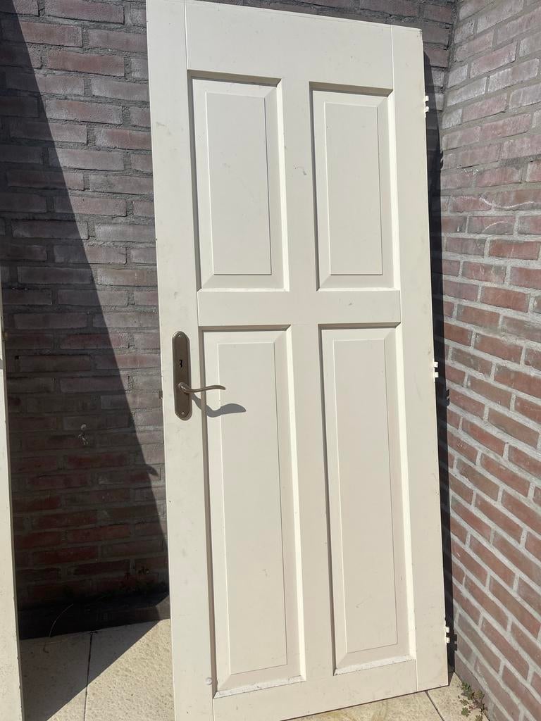 Crème Witte Binnendeur met Paneeldesign en Klink, Doe-het-zelf en Verbouw, Deuren en Horren, 80 tot 100 cm, Binnendeur, Ophalen of Verzenden