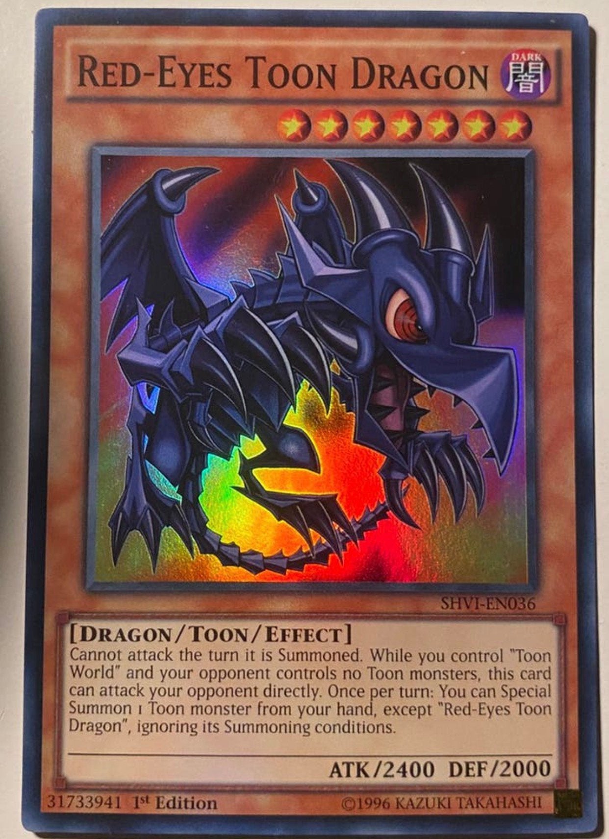 Yu-Gi-Oh! Red-Eyes Toon Dragon SHVI 1st Edition !, Hobby en Vrije tijd, Verzamelkaartspellen | Yu-gi-Oh!, Ophalen of Verzenden