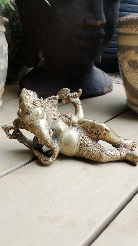 Bronzen liggende Ganesha China, Ophalen of Verzenden, Zo goed als nieuw