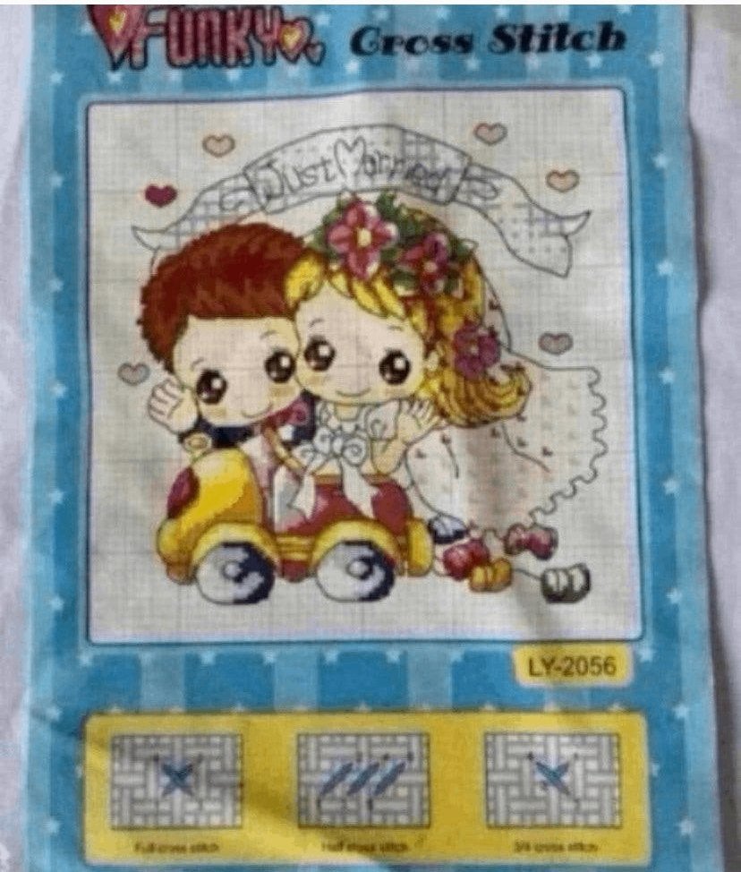 BORDUURPAKKET JUST MARRIED, Hobby en Vrije tijd, Verzenden, Nieuw, Handborduren, Borduurpakket