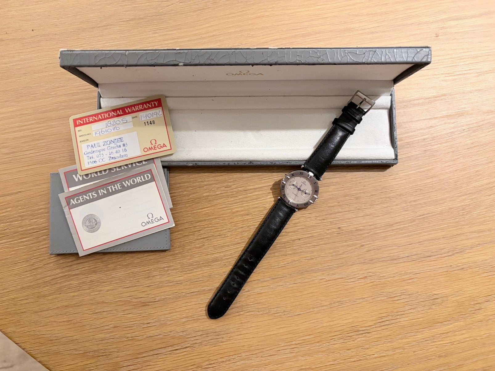 Omega Constellation Day-Date 1992 Originele doos & papieren, Sieraden, Tassen en Uiterlijk, Ophalen, Staal, Met bandje, Polshorloge