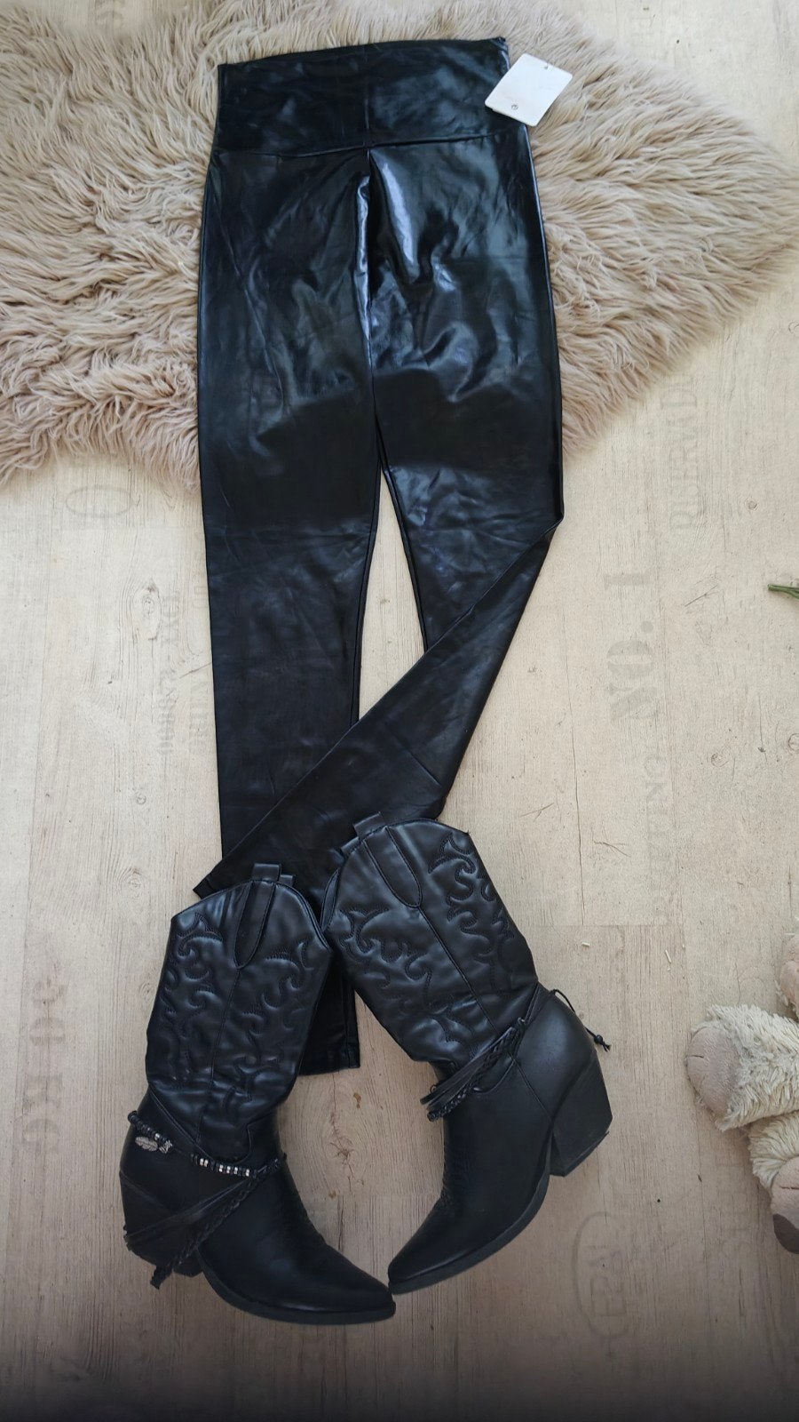 Zwarte imitatie leren legging valt S - Nieuw met kaartje, Zwart, Nieuw, Ophalen of Verzenden, Onbekend