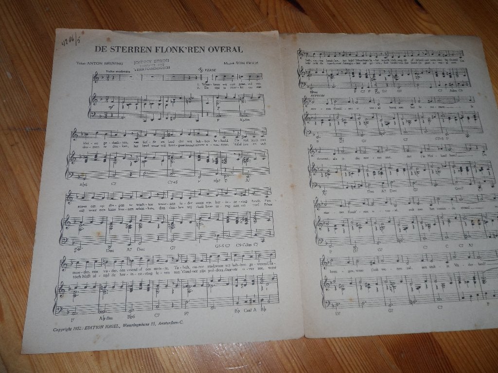 De sterren flonk'ren overal - tom erich / anton beuving, Gebruikt, Gitaar, Ophalen of Verzenden, Artiest of Componist