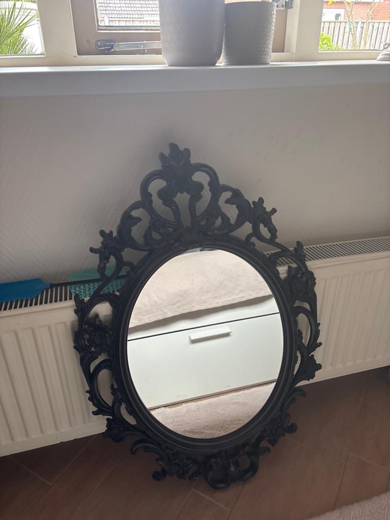 Barok spiegel zwart  - IKEA, Ophalen, Zo goed als nieuw, Ovaal, 50 tot 75 cm