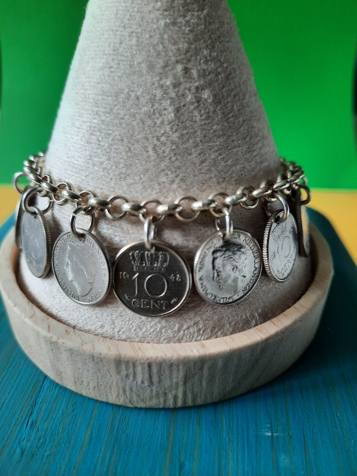 Wilhelmina Dubbeltjes Armband, grove schakel, Ophalen of Verzenden, Zo goed als nieuw, Zilver, Zilver