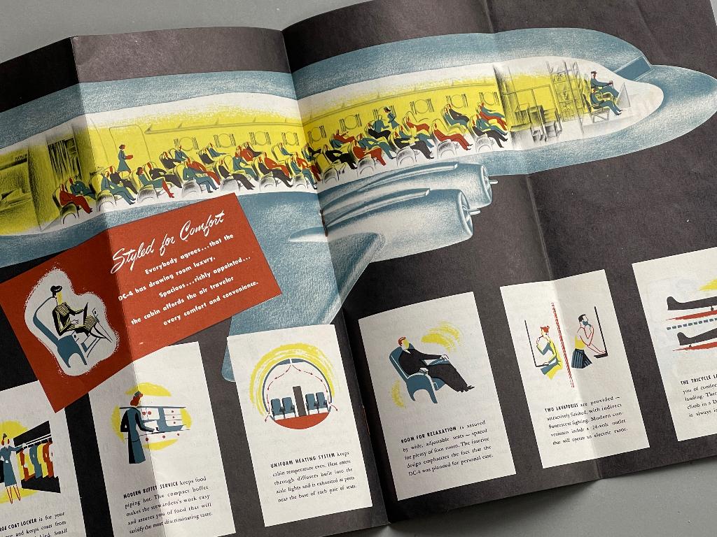 KLM brochure van de Douglas DC 4. Circa 1950, Verzamelen, Ophalen of Verzenden, Zo goed als nieuw, Boek of Tijdschrift