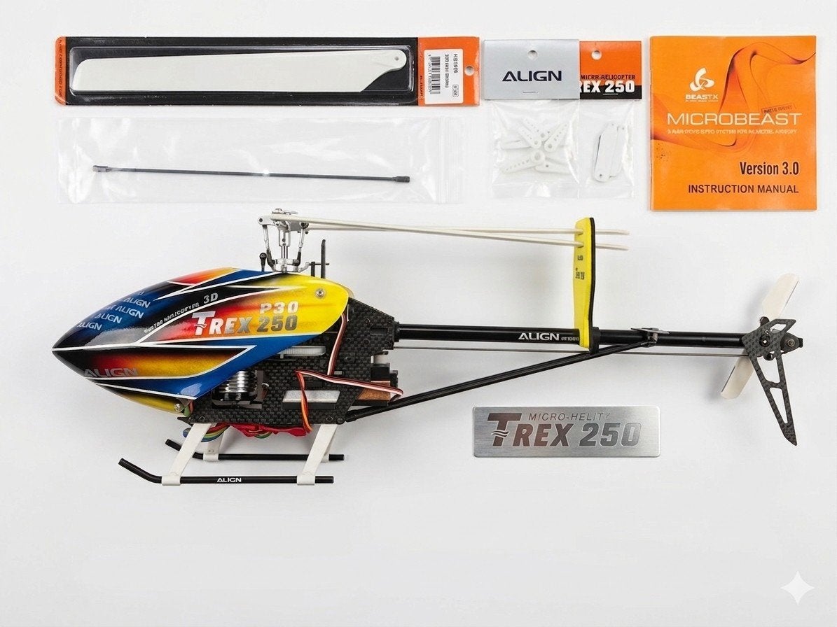 Align Trex DFC Pro 250, Align Koffer, MicroBeastX FBL, Elektro, Gebruikt, RTF (Ready to Fly), Helikopter