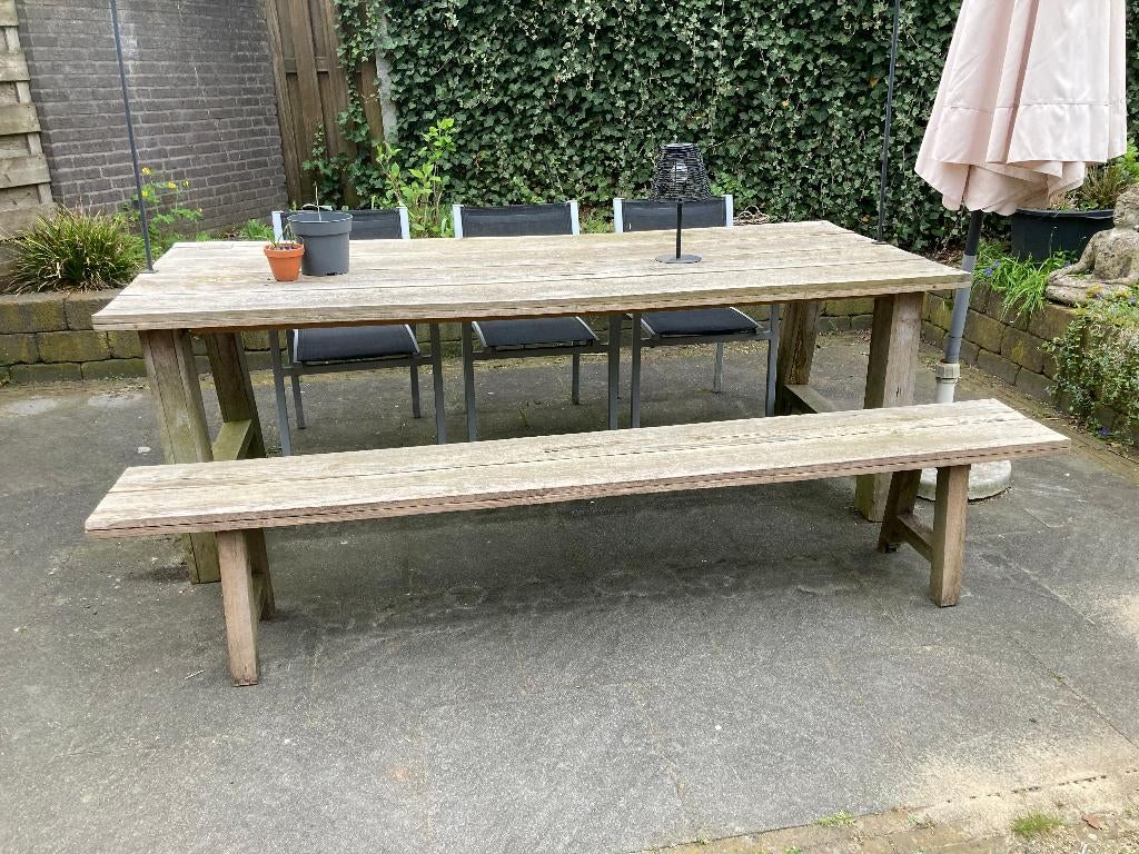 Tuintafel, Tuin en Terras, Ophalen, Gebruikt, Rechthoekig, Hout