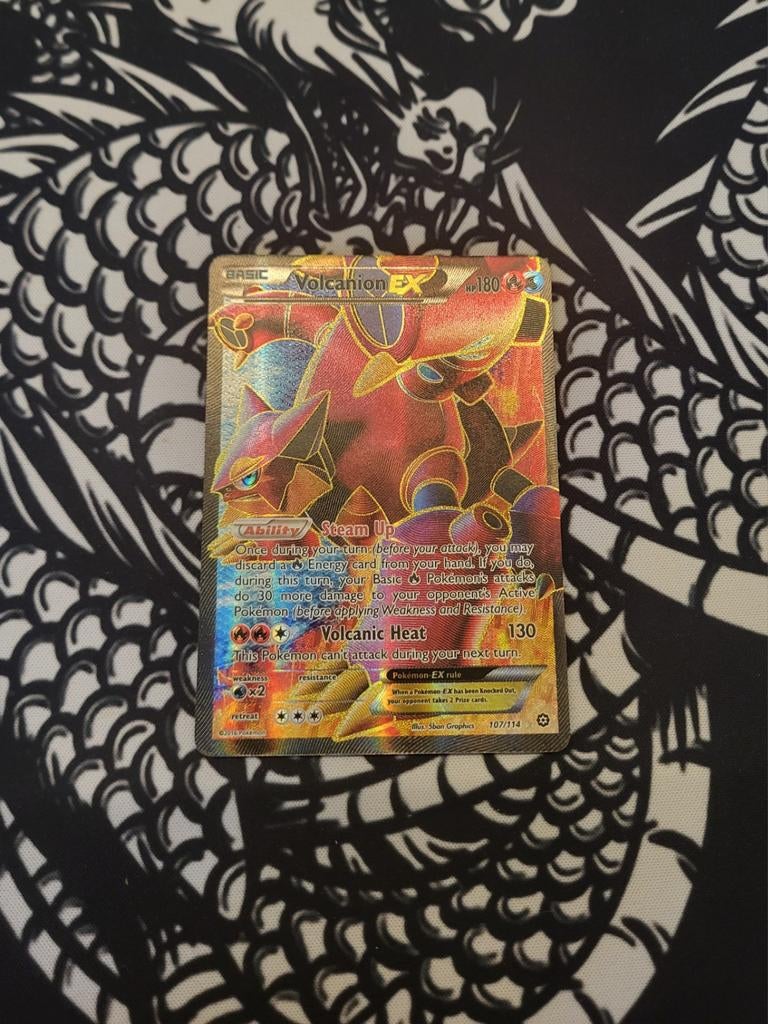 Volcanion EX #107/114 Full Art Pokémon Kaart, Ophalen of Verzenden, Zo goed als nieuw, Losse kaart, Foil