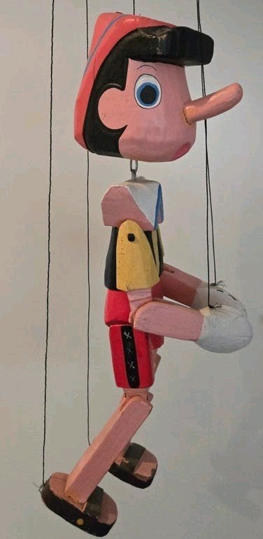 Vintage houten Pinokkio marionetpop, Ophalen of Verzenden, Gebruikt, Overige typen