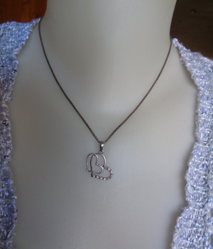 zilveren ketting met hart hanger [172], Met hanger, Verzenden, Zo goed als nieuw, Zilver