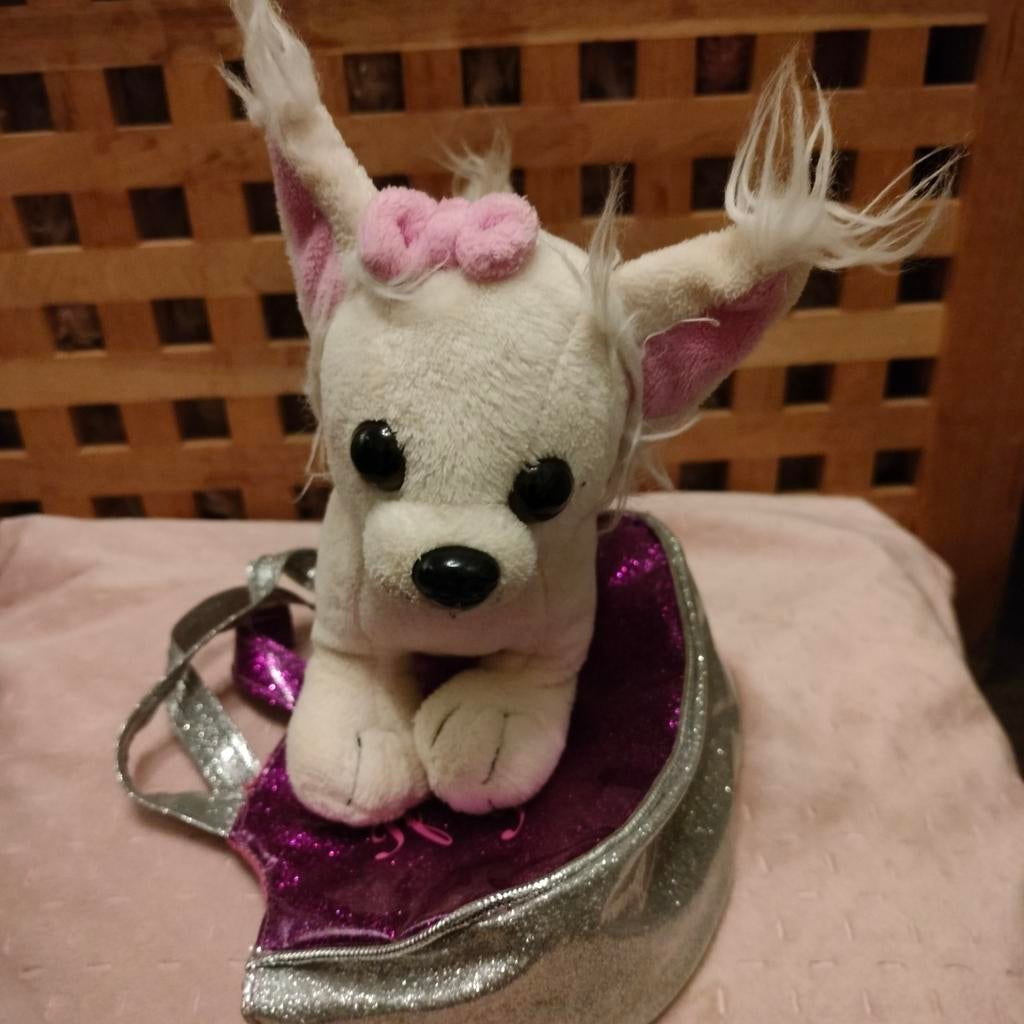 Glitterstasje met schattige Chiwawa knuffel, Verzenden