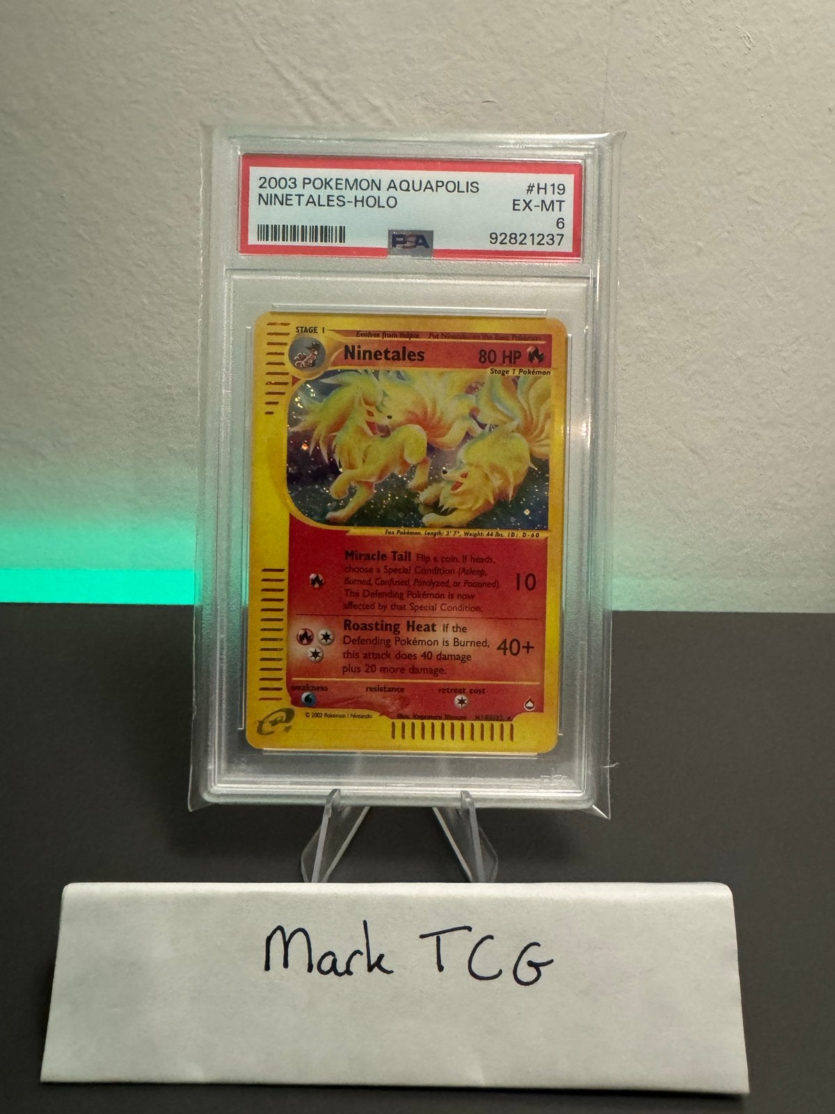 Ninetales H19 Aquapolis Holo PSA 6 Pokémon Kaart, Ophalen of Verzenden, Gebruikt, Losse kaart