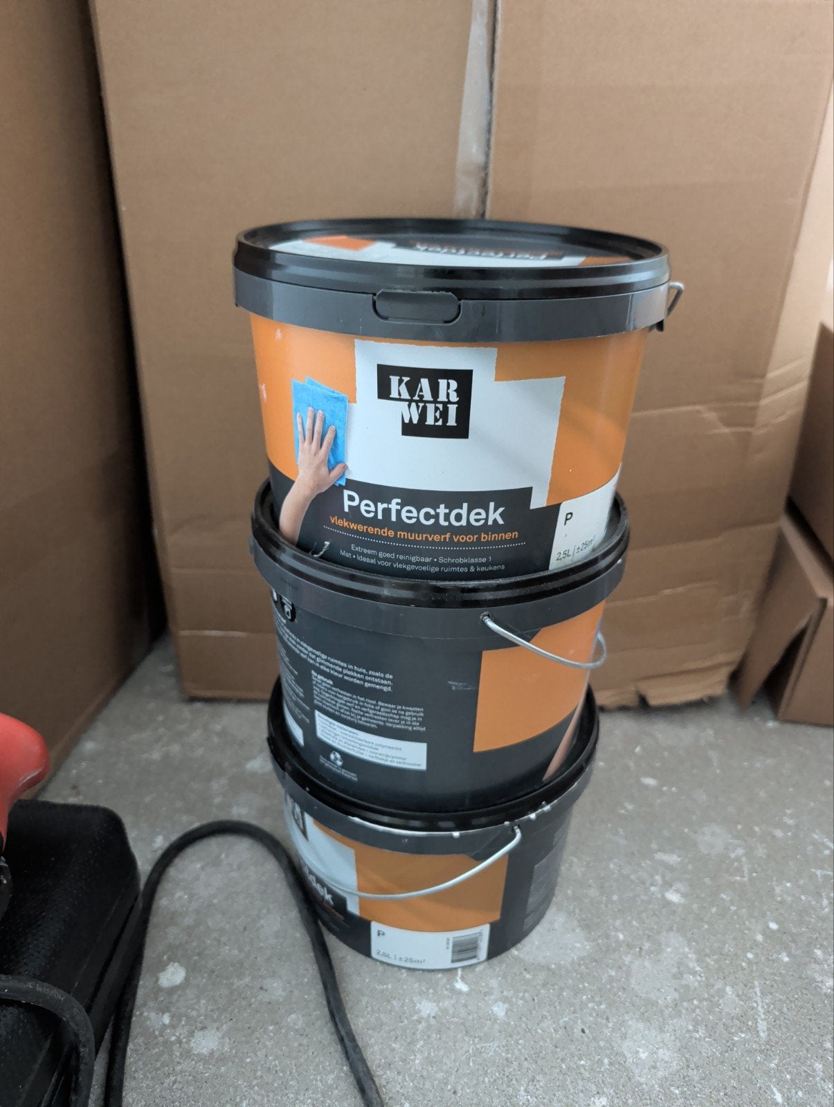 7,5 liter Karwei Perfectdek muurverf wit lamswol - Ongeopend, Ophalen, Nieuw, Wit