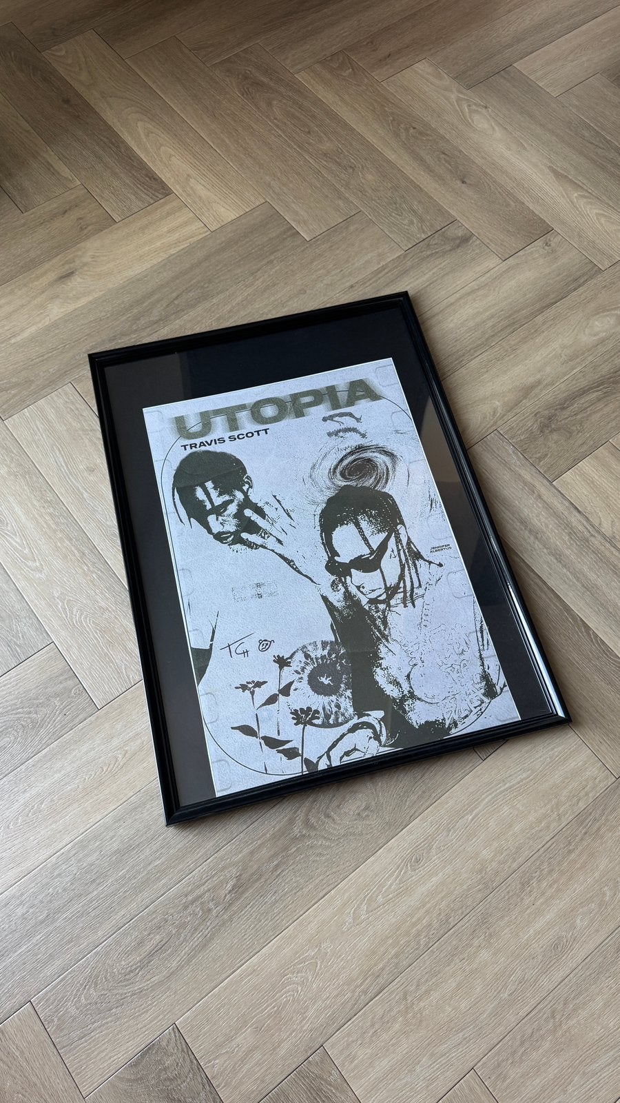 Gesigneerde Travis Scott Poster, Verzenden, Nieuw, Zwart