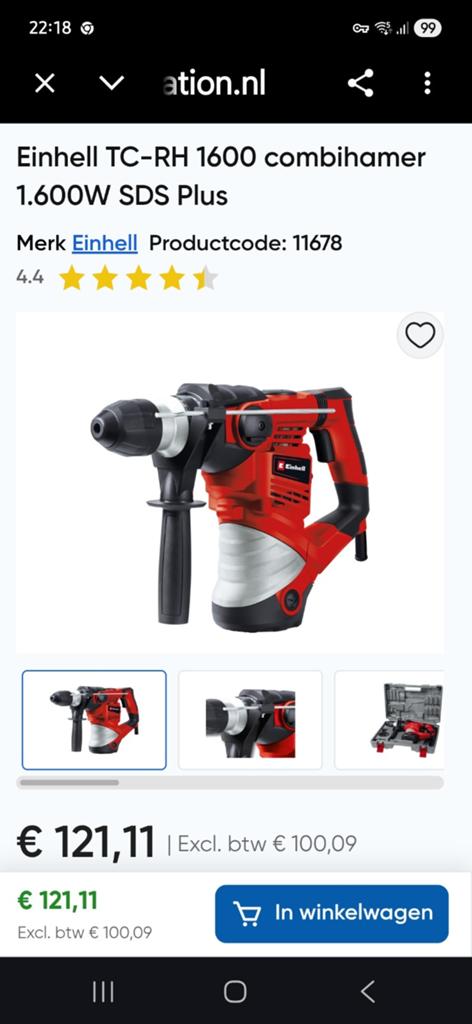 Einhell TC-RH 1600 Combihamer SDS Plus 1600W, 600 watt of meer, Boor- en/of Breekhamer, Nieuw, Ophalen of Verzenden