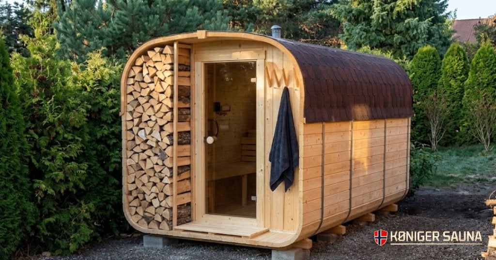 Buitensauna Køniger 340 XXL Sauna – Maximale ruimte, Sport en Fitness, Ophalen, Nieuw, Toebehoren