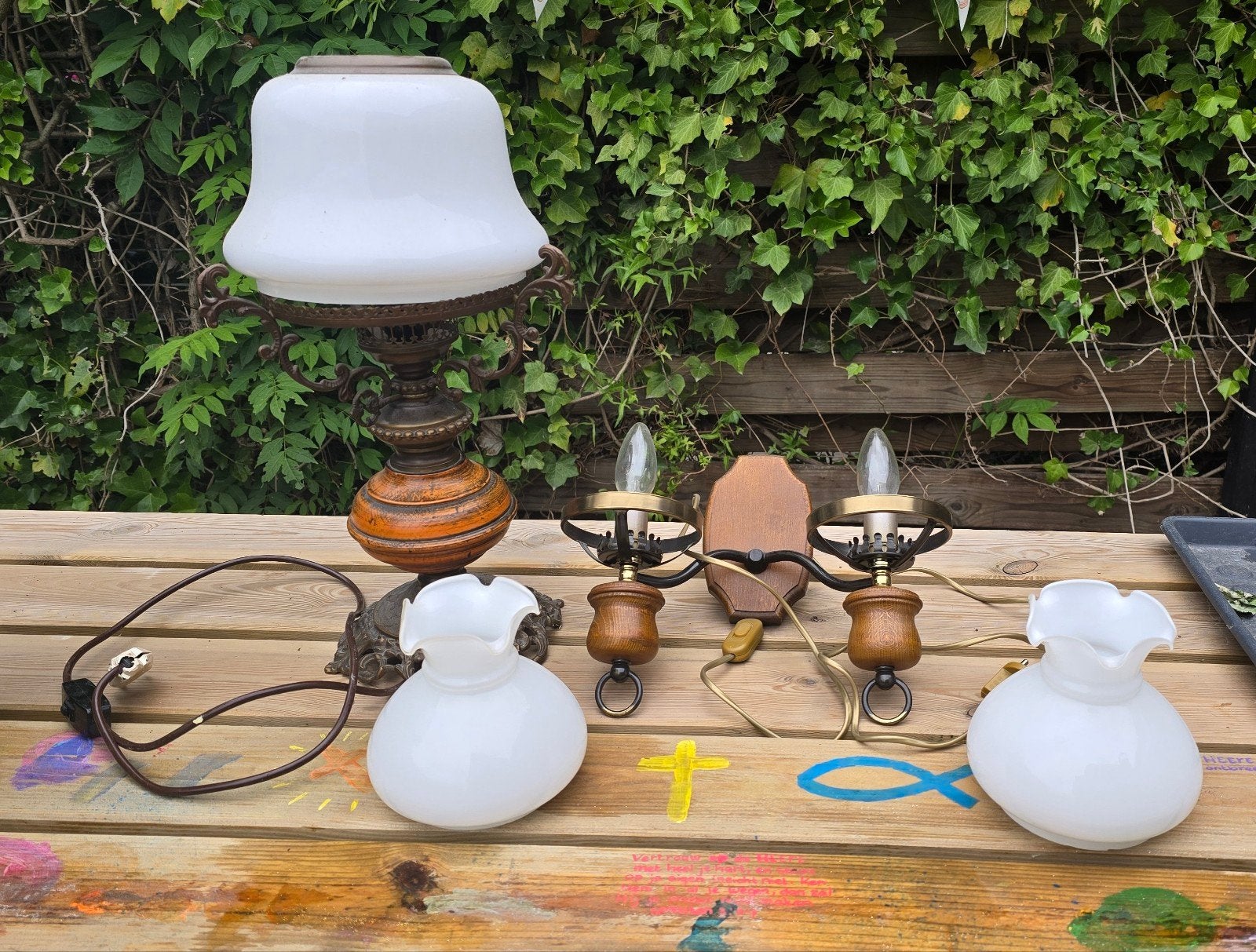 Vintage/antieke wandlampen en staande lamp, Antiek en Kunst, Ophalen