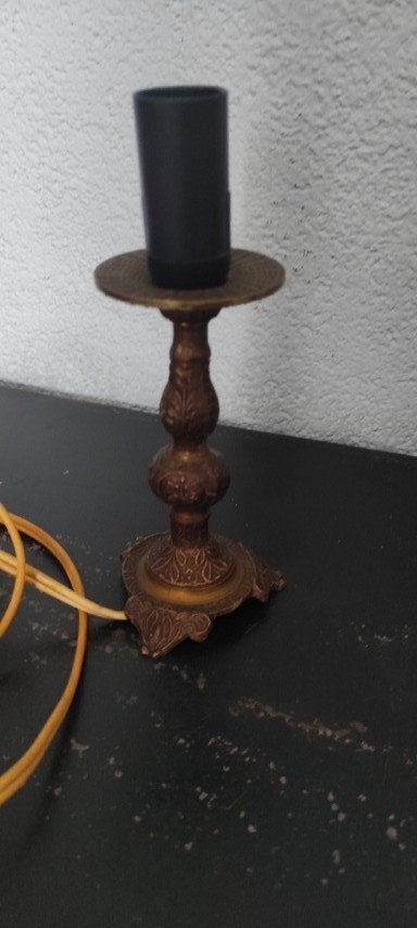 Vintage tafellamp koper, Huis en Inrichting, Lampen | Tafellampen, Gebruikt, Minder dan 50 cm, Metaal, Ophalen of Verzenden