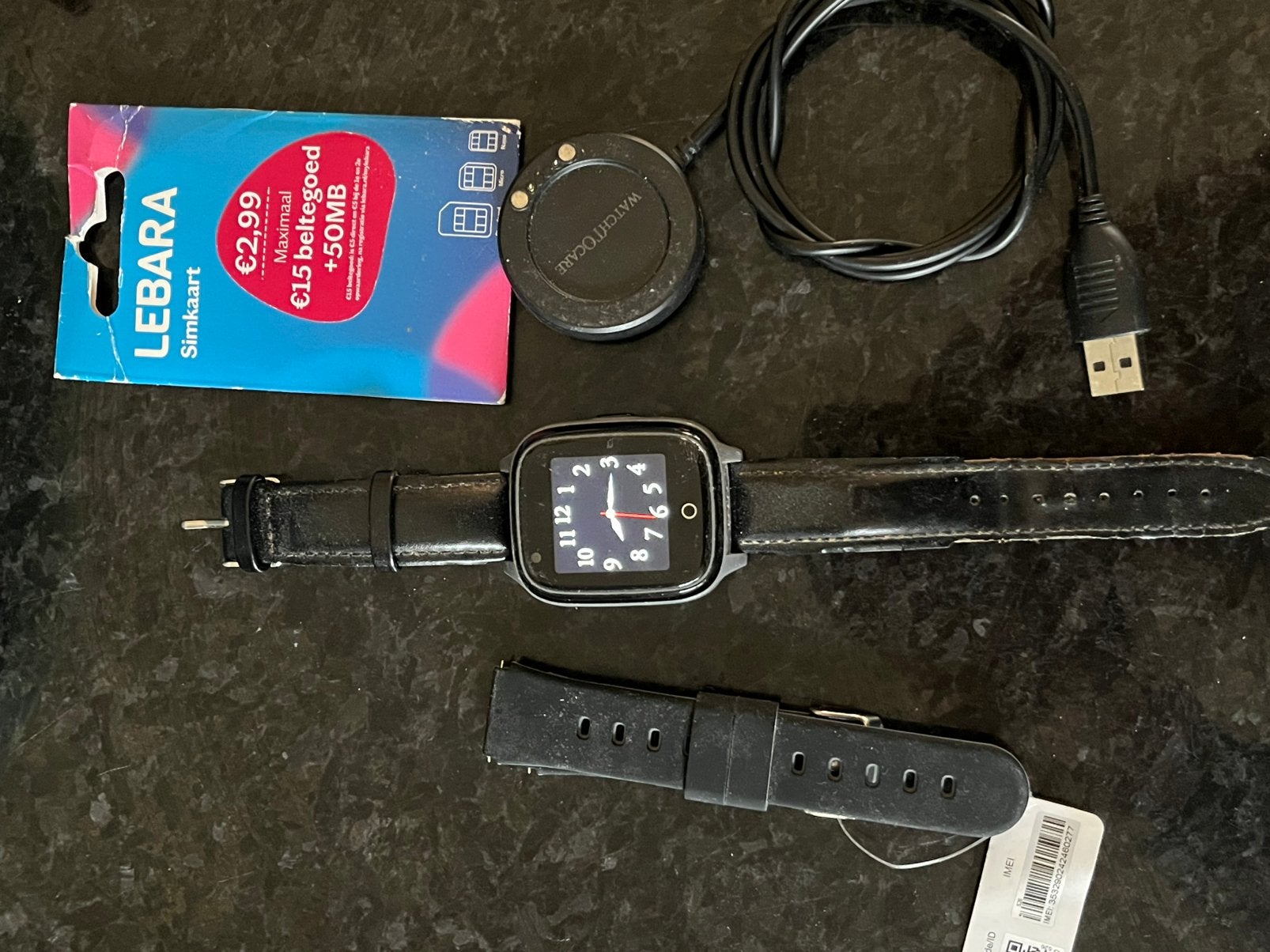 Senioren Alarm horloge met bijna €50 beltegoed, Zwart, Ophalen of Verzenden, Zo goed als nieuw, Waterdicht