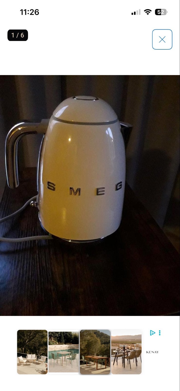 Smeg KLF03CREU Waterkoker - Crème, Zo goed als nieuw, 1 tot 2 liter, Verzenden, Zo goed als nieuw, Draadloos