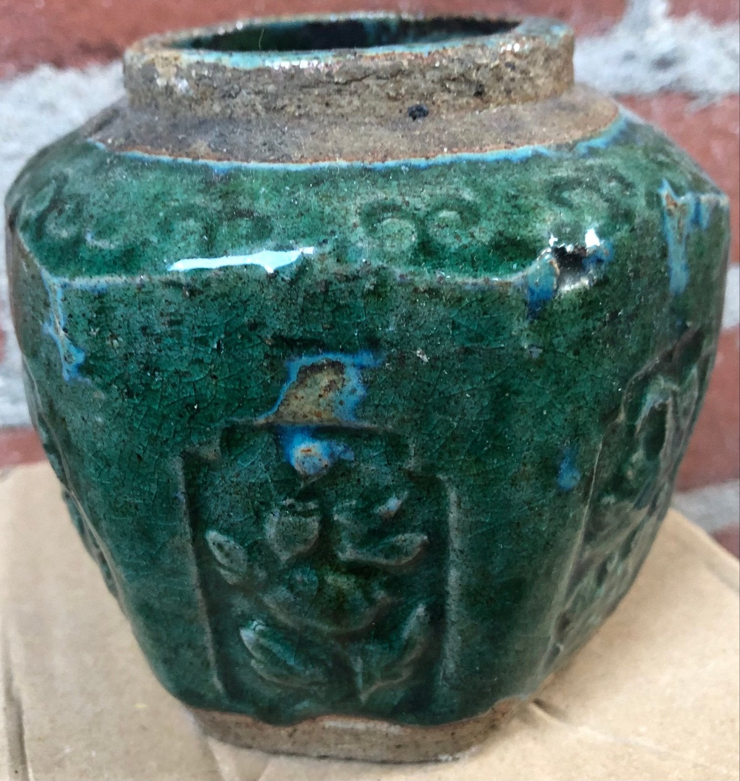 Antieke Chinese gemberpot met groen glazuur, Antiek en Kunst, Ophalen of Verzenden
