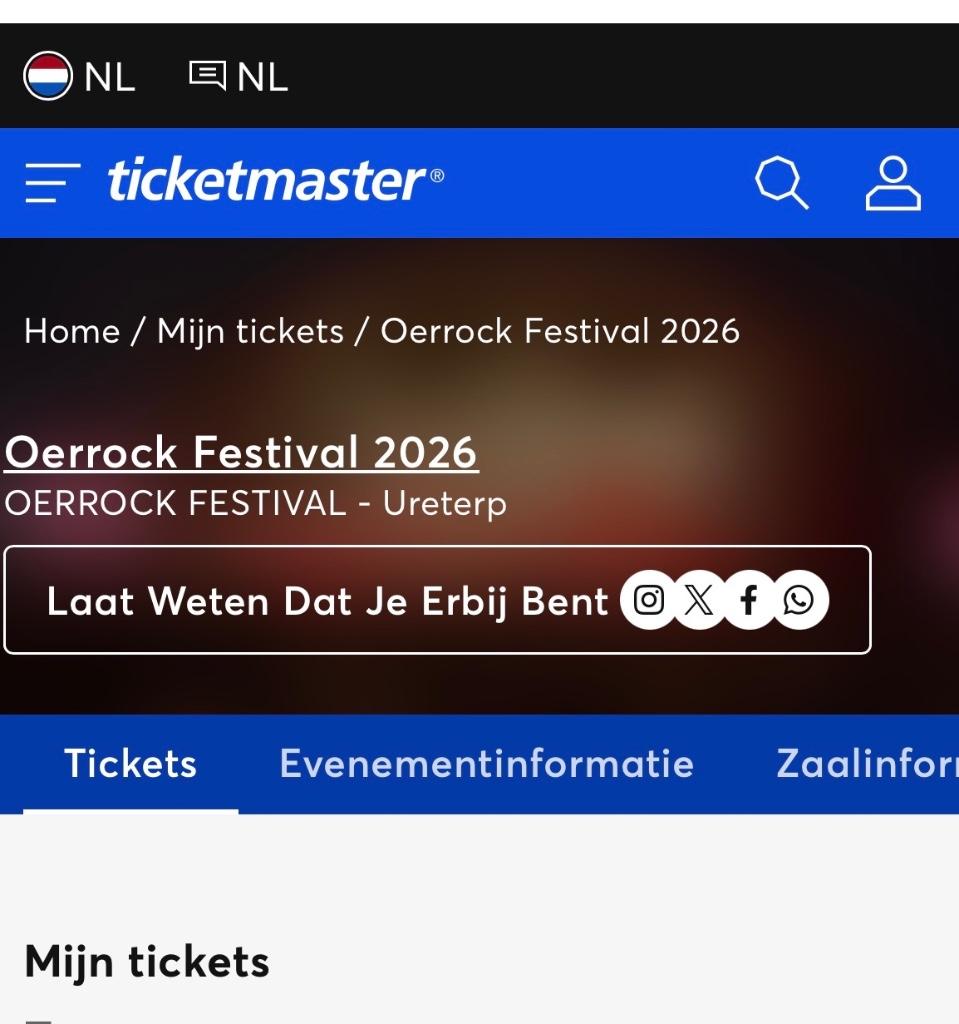 1 ticket voor Oerrock 2026 voor de vrijdag en zaterdag, Tickets en Kaartjes, Evenementen en Festivals, Eén persoon